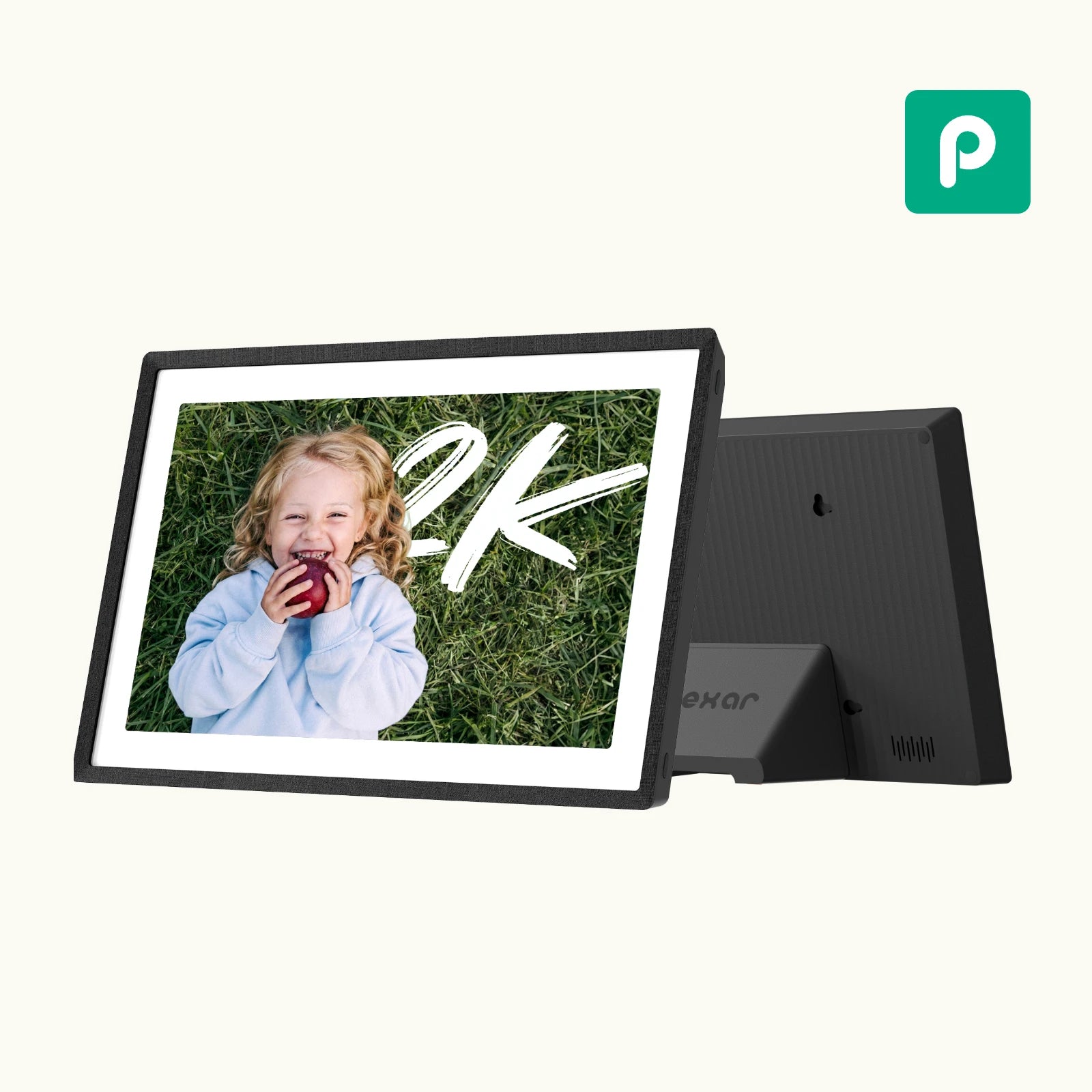 11 inch Pexar App Version 2K smart digital picture frame — front and back view
