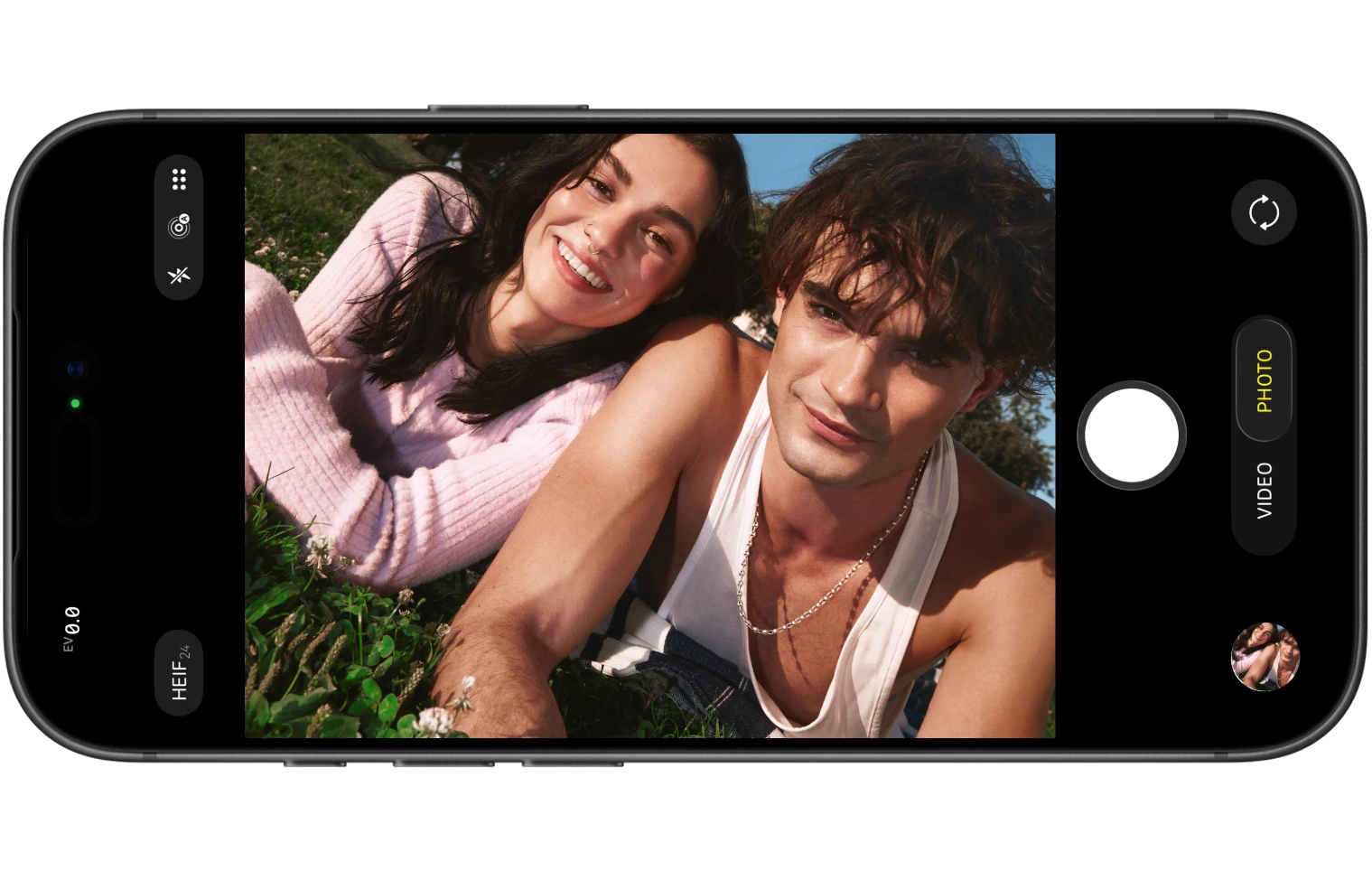 Photo-native 4:3 display next to a phone