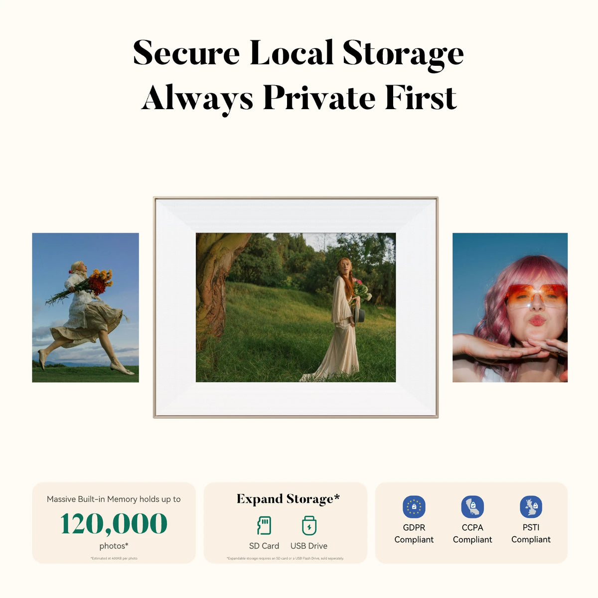 The top text reads 'Secure Local Storage Always Private First.