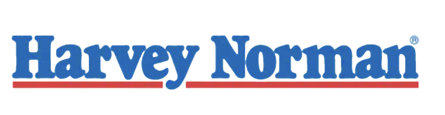 Harvey Norman logo with blue text on a white background