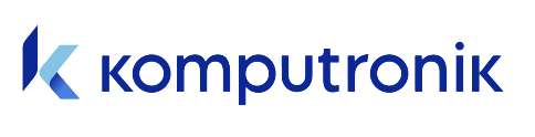Komputronik logo with a blue 'k' and text on a white background