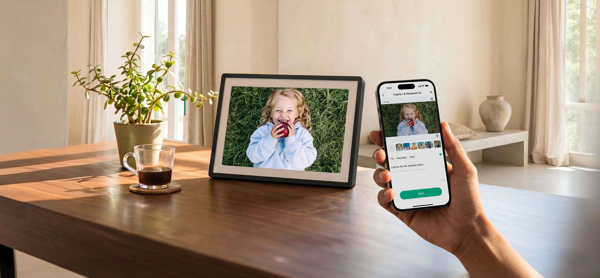 Pexar VivKeep Pro 11" Digital Picture Frame on the desk