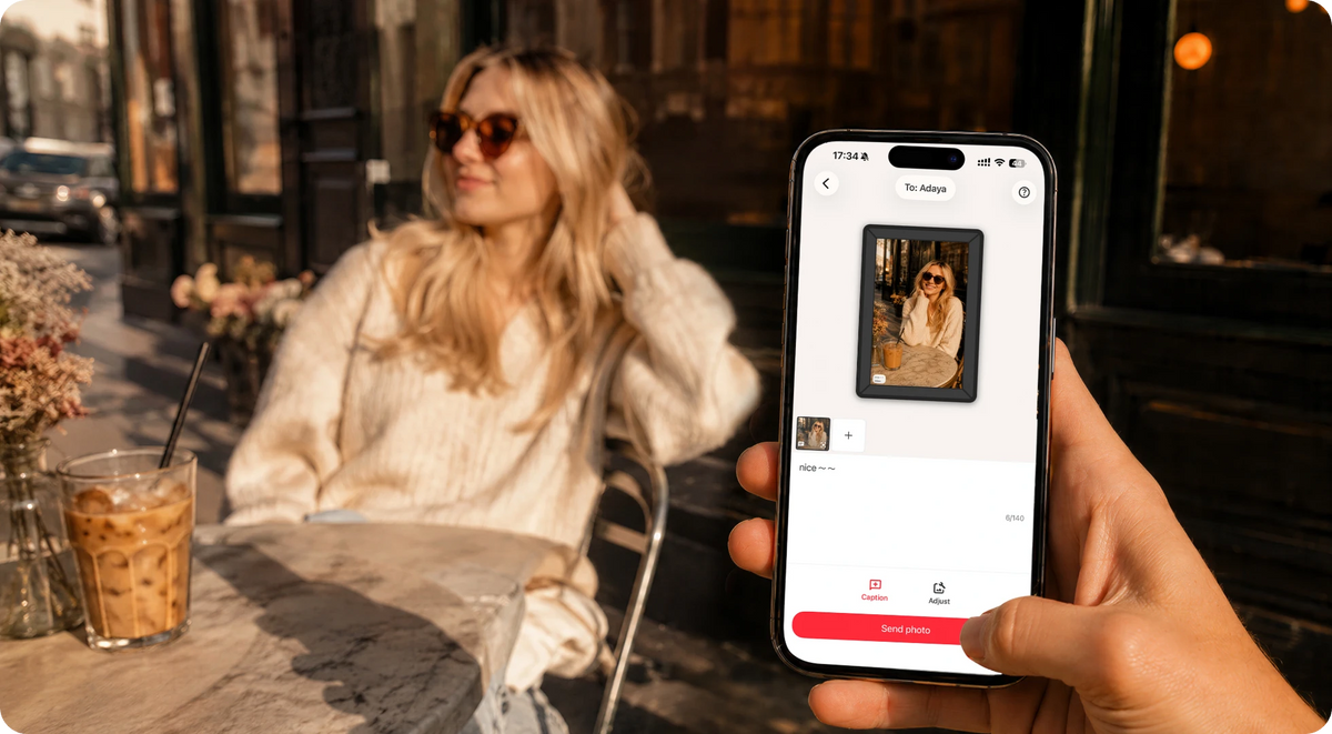 Instant phone-to-frame photo sharing, anytime, anywhere.