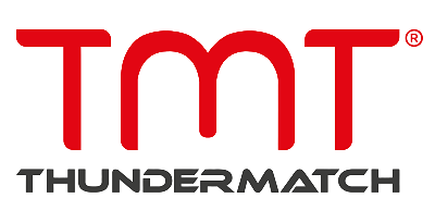 TMT Thundermatch logo with red and black text on a white background