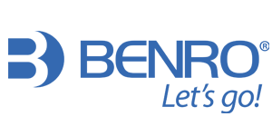 Benro logo with the tagline 'Let's go!' on a white background